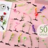 50 Pcs Bean Sprout Hair Clips, Kurilai Funny Plant Hair Clip Mixed Style Hairpins Flower Hair Clip, Cute Little Grass Barrette Mushroom Butterfly Headwear Hair Accessories for Home Party Rave Festival