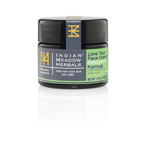 Indian Meadow Herbals Love Your Face Cream Organic Formula (2oz) - Deep Penetrating Rich Moisturizer Cream - Petroleum-Free Skin Repair Cream for All Skin Types. USDA CERTIFIED ORGANIC.