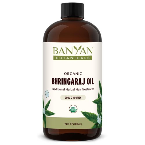 Banyan Botanicals Organic Bhringaraj Oil – Supports Healthy Hair Growth – Oil Made with Traditional Methods – 24 oz. – Non-GMO Sustainably Sourced Ayurvedic Hair Oil