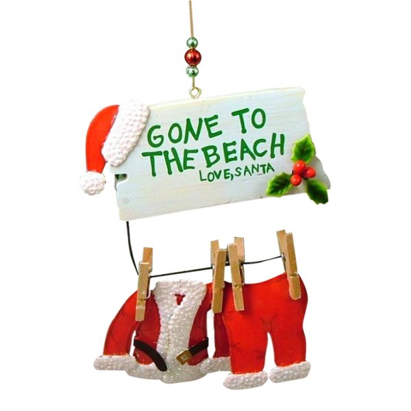 Cape Shore Santa Gone to The Beach Christmas Ornament,Metal (Regular)