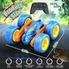 SpringFlower Remote Control Car Toy for Boys 3 4 5 6 7 8 Years Olds, Rechargeable Dinosaur RC Cars,360° Flip Double Sided RC Stunt Cars with Led Light, Dinosaur Toys for Kids Birthday Xmas Gifts,Blue