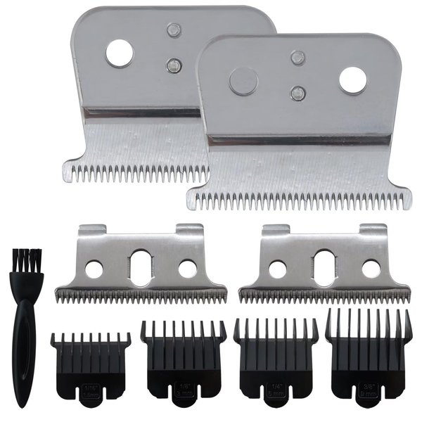 lingsee New Mens Hair Clipper&Trimmer Razor T Blades with Guide Combs w/Cleaning Brush Kit Compatible for Andis T Outliner,Blackouts,GTX, GTO, GO with Clipper Guard(Silver)
