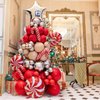 Christmas Balloon Garland Arch Kit, Christmas Tree Balloons Xmas Red Silver Beige Balloons and Candy Foil Balloons Silver Star Balloons for Christmas Party Decorations Birthday Party New Year Party