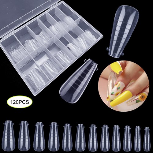 HungGato 120Pcs Dual Nail Forms Ballet Coffin Extension Poly nail gel Nail Forms Full Cover Reusable Nail Molds 12 Sizes for Gel Manicure Nail Art Design Salon DIY at Home