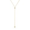 14k Vermeil Dainty Drop Y Lariat Necklace with Diamond, Gold Drop Necklace, Gold Necklace Formal Wedding Guest Jewelry for Women, Womens Necklaces Trendy (Gold, Double CZ Lariat)