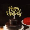 Naicaek Handmade Glitter Happy Birthday Cake Topper,Birthday Party Cake Decorations, Anniversary/Birthday Party Decoration Supplies (Gold)