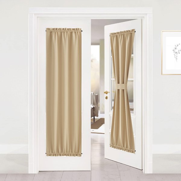 NICETOWN Room Darkening Sidelight Door Panel - Window Treatment Thermal Insulated French Sliding Glass Door Curtain for Privacy (One Panel, 25" Wide x 72" Long, Cream Beige)