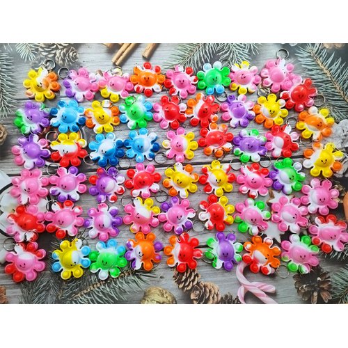 HOZKEAP （Students Gift） 100 Packs Bulk Ocean Octopus Mini pop Fidget Keychain,Gift for Boys and Girls Kids Halloween Party Favors，Birthday Supplies