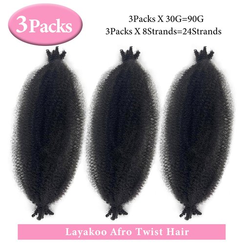 Marley Twist Braiding Hair Afro Twist Hair Natural Springy Afro Twist Hair for Faux Locs Spring Twist Hair Kinky Braiding Hair Extensions for Women. (2#, 14Inch(Pack of 3))
