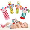 Infant Rattle Toys 0 to 3 Years, Baby Wrist Rattle Foot Finder Socks Set, Birthday Holiday Present for Newborn Boy Girl 0/3/4/6/7/8/9/12/18/24/36 Months Kids Toddler, Gift Box Package (4A-Pink)