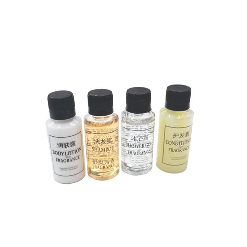 Generic Bath Kit with Shampoo, Conditioner, Body Lotion and Gel, 4 Piece 30ml Portable Travel Size Set, Lightweight