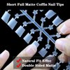 300PCS Short Coffin Nail Tips, Half Cover No C Curve Nail Tips, 12 Sizes Full Matte Coffin Nails Tips for Acrylic Nails Professional, Acrylic Short Press on nails for Nail Extension at Home DIY Salon
