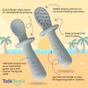 TalkTools Itsy Baby Utensil Set – Silicone Training Cup, Plate and Twin Spoon Pack for Toddlers| Infant First Food Self Feeding Silicone Training Set (Cloud)