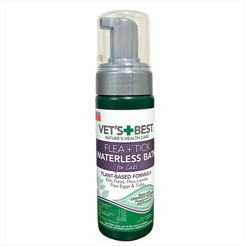 Vet's Best Flea & Tick Waterless Bath Foam for Cats - Flea-Killing Dry Shampoo for Cats - Plant-Based Formula - Certified Natural Oils - 5 oz