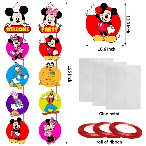 Mouse Birthday Party Supplies, Door Sign Porch Sign Welcome Banner for Mickey Party Decorations