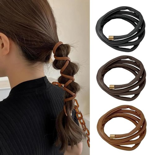 Leather Scrunchies Hair Ties Hair Rope Ponytail Holder Bands Women Girls Braided Headband Designer Daily Party Gifts Hair Styling Accessoires
