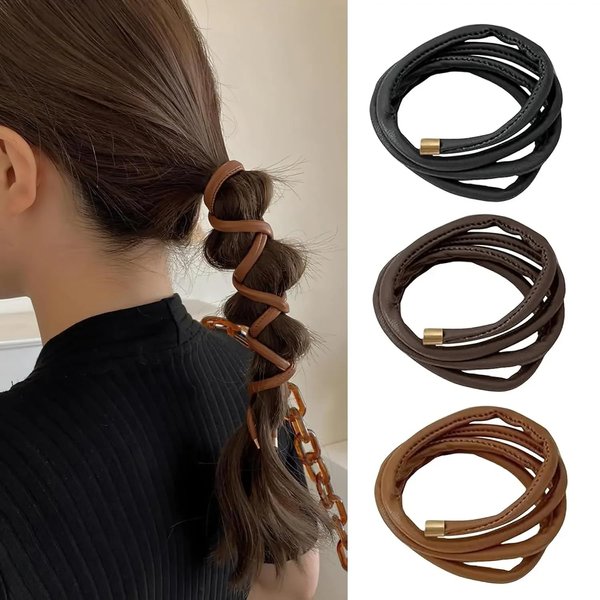 Leather Scrunchies Hair Ties Hair Rope Ponytail Holder Bands Women Girls Braided Headband Designer Daily Party Gifts Hair Styling Accessoires