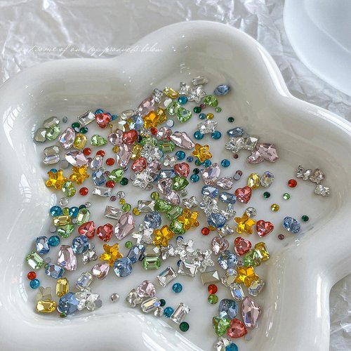 100pcs Luxury Nail Charms Gems Shiny Colorful Nail Art Rhinestones Mix Styles 3D Candy Nail Gems Star Heart Nail Charm Crystals Diamonds Jewelry Rhinestone Nail Art Supplies DIY Nails Crafts