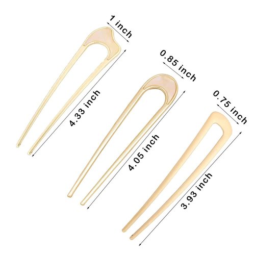 3 Pack U-Shaped Hair Pins French Hair Pin Bun Hair Sticks Chignon Gold Hair Pins for Women Hair Accessories