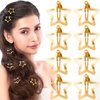 HINZIC 8PCS 1inch Gold Star Hair Clips 30mm Metal Snap Barrettes Non Slip Cute Wedding Prom Halloween Christmas Hair Accessories for Women