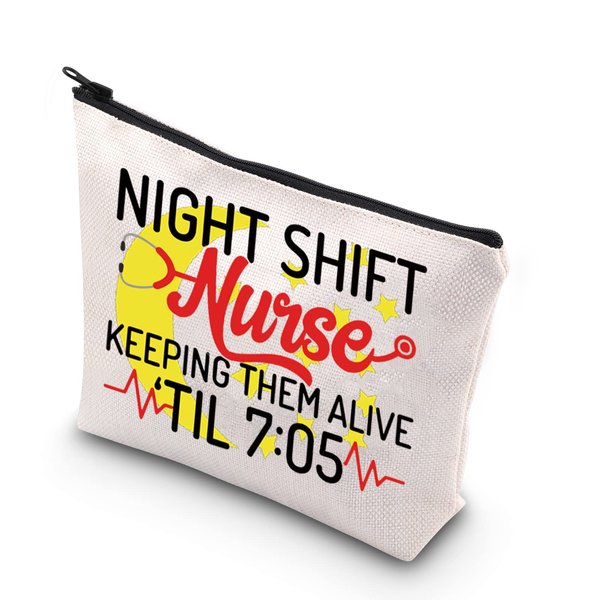VAMSII Night Shift Nurse Cosmetic Bag Night Shift Nurse Keeping Them Alive 'til 7:05 Night Doctor Gift(7:05)