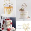 27 Pcs Love Heart Cupcake Toppers Acrylic Cake Topper Minimalist Gold Cake Decorations for Valentine's Day Anniversary Engagement Birthday Wedding Party Supplies