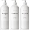 MOIIKKO 32oz Refillable Shampoo and Conditioner Dispenser Bottles - Set of 3 Empty Shampoo Conditioner Body Wash Dispenser with 8 Waterproof Labels