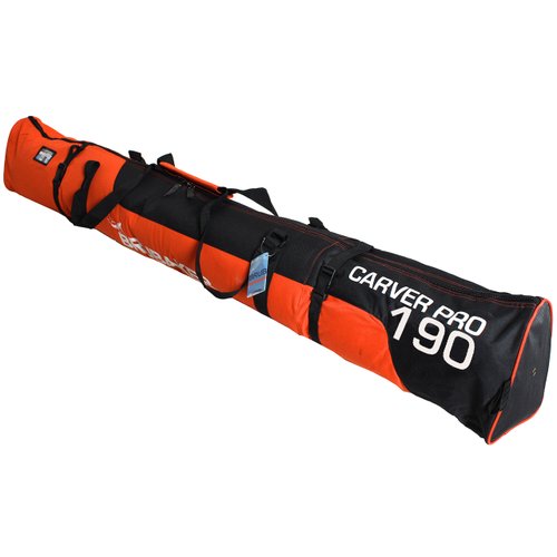 BRUBAKER "Superfunction Combo Ski Boot Bag and Ski Bag for 1 Pair of Ski up to 190 cm, Poles, Boots and Helmet - Orange Black