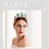 Olbye Wedding Tiara Green Crystal Crown for Women and Girls Queen Crowns and Tiaras Baroque Crown Gold (Style2)