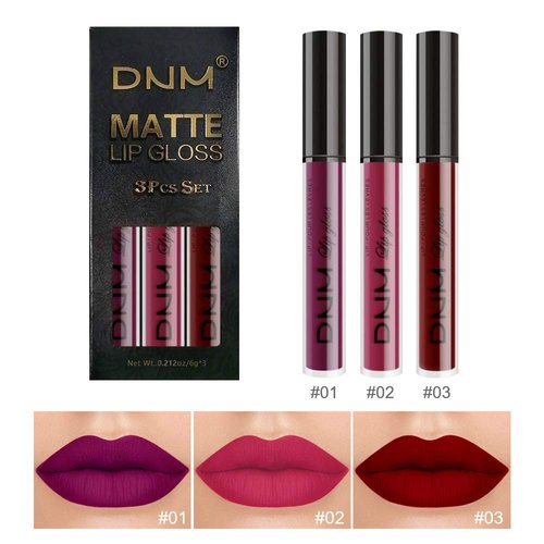 KARNAR 3Pcs Dark Red Purple Matte Lipstick Lip Set, Lip Stain,Lipstick Sets for Women Lippies Lip Matte Makeup Lip gloss Beauty Cosmetics Kit (SET01)