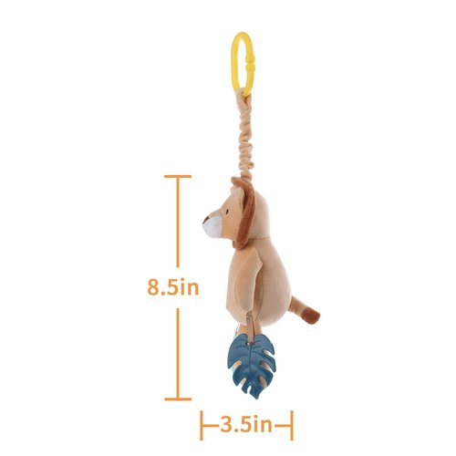 Apricot Lamb Baby Stroller or Car Seat Activity and Teething Toy, Features Plush Lion Character, Gentle Rattle Sound & Soft Teether, 8.5 Inches