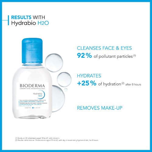 Bioderma - Hydrabio H2O - Micellar Water - Cleansing and Make-Up Removing - for Dehydrated Sensitive Skin, 3.38 Fl Oz (Pack of 1)