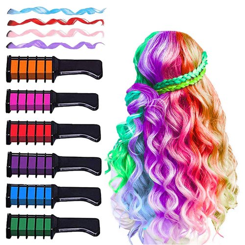 MSDADA Hair Chalk - New Hair Chalk Comb Temporary Bright Washable Hair Color Dye for Girls Kids with Hair Extensions Clips - Birthday Party Christmas Gifts Toys for Girls Kids Age 6-8-10-12 Years Old