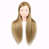 MEDO Mannequin Head 26 Inch With 50% Real Hair Brown Practice Training Head Synthetic Long Straight Hair Dresser Training Head Doll Cosmetology Manikin Head And Clamp Stand No Make Up(No make up, 27)