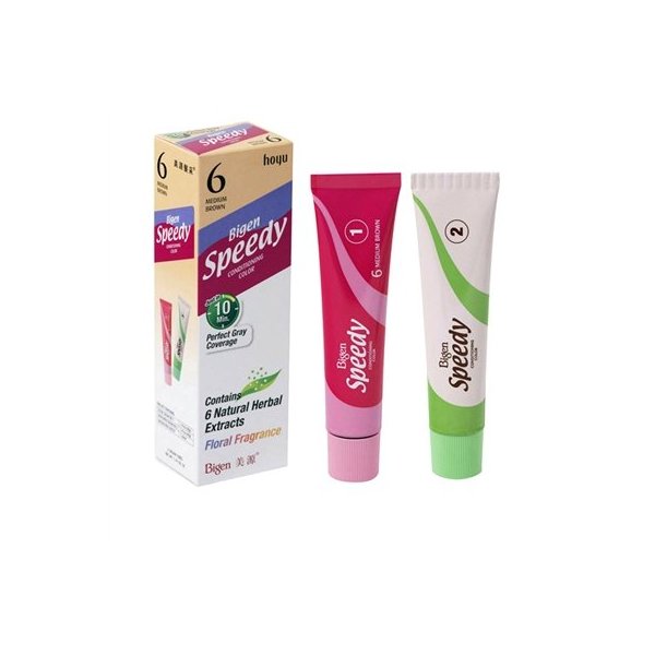 HOYU Bigen Speedy Hair Color Refill, No. 6 Medium Brown (Pack of 6)