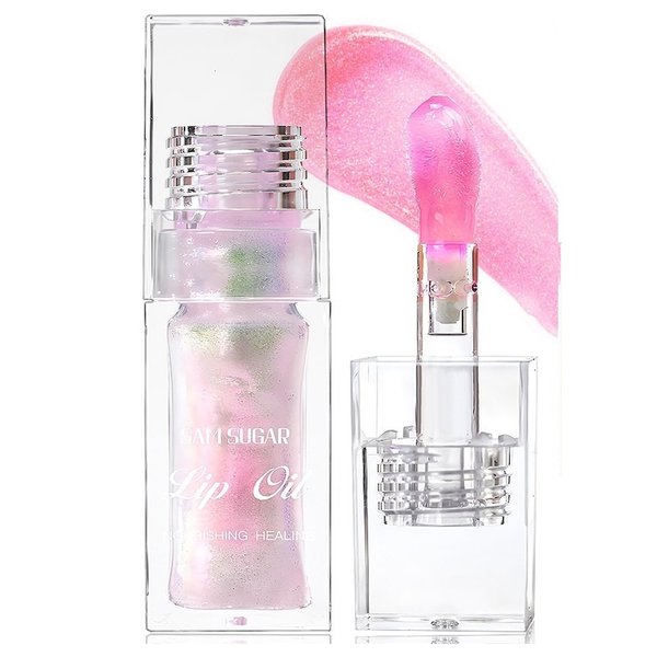 JISKG Magic Color Changing Lip Oil, Plumping Moisturizing Color Changing Lip Gloss Oil, Long Lasting Nourishing Non-sticky Fresh Texture. (Pearlescent Color Changing)