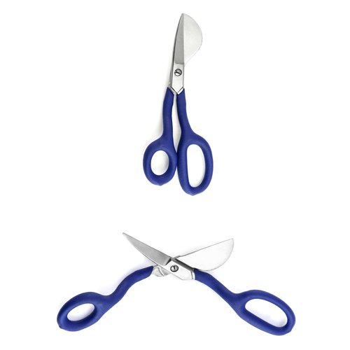 QWORK Duckbill Shears, 7 in Duckbill Applique Scissors, for Carpet Pile, Carpet Punch - Blue