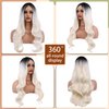TOZIKA Long Platinum Blonde Wigs for Women White Wig 26inch Wavy Curly Middle Part Lace Wig Upgraded Protein Fiber Hair Replacement Wig Cosplay Costume Halloween Wig