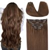 Clip in Hair Extensions Real Human Hair, SURNEL Chocolate Brown Real Human Hair Extensions Clip in Straight Remy Hair Extensions 140g 7pcs 14 Inch Hair(#4-14'')