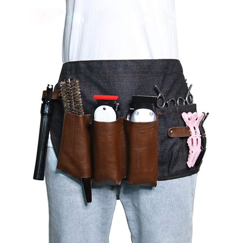 PERFEHAIR Hair Stylist Tool Belt, Salon Hairdresser Barber Hair Tool Belt Bag-Denim Fabricas and Real Leather