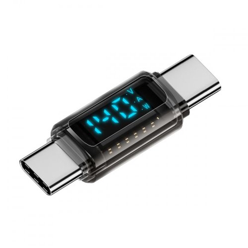 CY Adapter Transparent Type-C Smart LED Display USB-C Male to Male Extension Adapter USB4.0 40Gbps 140W Current Voltage Monitoring Tester Detector