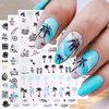 6pcs Fresh Summer Sticker for Nails - Starfish, Beach, Sea, Tropical Coconut Tree, Flower Nail Stickers with Laser Silvery Designs Funny Summer Ocean Mermaid Nail Art Stickers for Women Girls