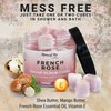 Body Scrub Exfoliator - 12oz FRENCH ROSE Sugar scrub cubes w/Mango Butter & Shea butter- Ultra Hydrating & Moisturizing - Natural & Organic for all body exfoliation- For hands, arms, legs & foot