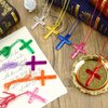 XIPENGKEJI 104 Pcs Crystal Cross Necklace, Plastic Cross Necklace Christian Gift Bulk Religious Party Favors Toy for Sunday School Church Easter Vacation Bible School Operation Christmas,8 Colors