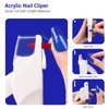 AIRSEE Nail Clippers for Acrylic Nails with Sizer and Catcher Adjustable Nail Tip Cutter with Length Measurement Gauge Artificial Fake Acrylic Extension Trimmer Nail Art Salon Home Manicure Tool White