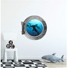 12" Porthole 3D Window Wall Sticker Shark #2 Silver Port Scape Decal Ocean Deep Blue Sea Fish Kids Room Decor Wall Art Removable Fabric Vinyl