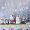MonMon & Craft Little Miss Threenager Banner/Children Girl 3rd Birthday Party/Hello Three Sign/Little Girl Three Years Old Birthday Party Decorations - Silver Glitter