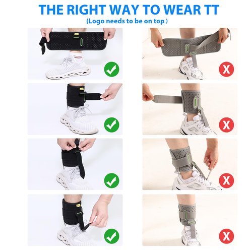 Adjustable Drop Foot Brace Foot Up AFO Brace Unisex Fits for Right/Left Foot Orthosis Ankle Brace Support, Improve Walking Gait, Effective Relieve Pain for Achilles Tendon (Black)
