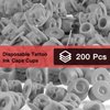 OZER Tattoo Ink Cups with Stable Base and 200pcs Tattoo Ink Cup Skull Disposable Silicone Tattoo Pigment Cup Gray