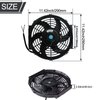 10" Universal Slim Fan Push Pull Electric Radiator 12V 80W High Performance Cooling Fan with Thermostat Wiring Switch Relay Mount Kit Black